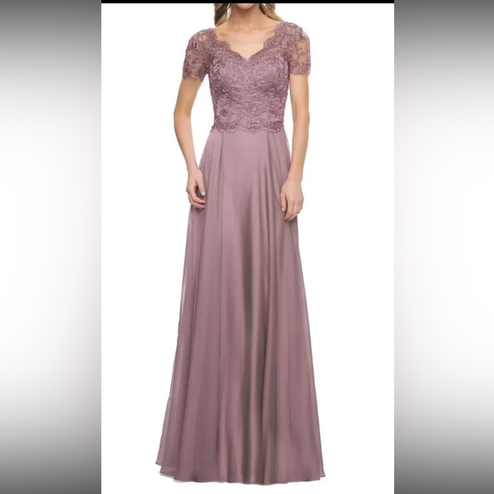 La Femme dusty lilac chiffon a line gown size 12